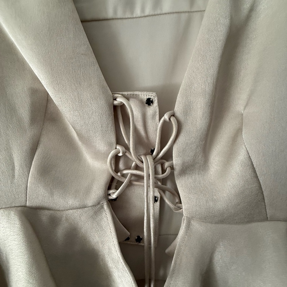 Alexis Cream Tie-Front Ruffle Jacket - Picture 2 of 7